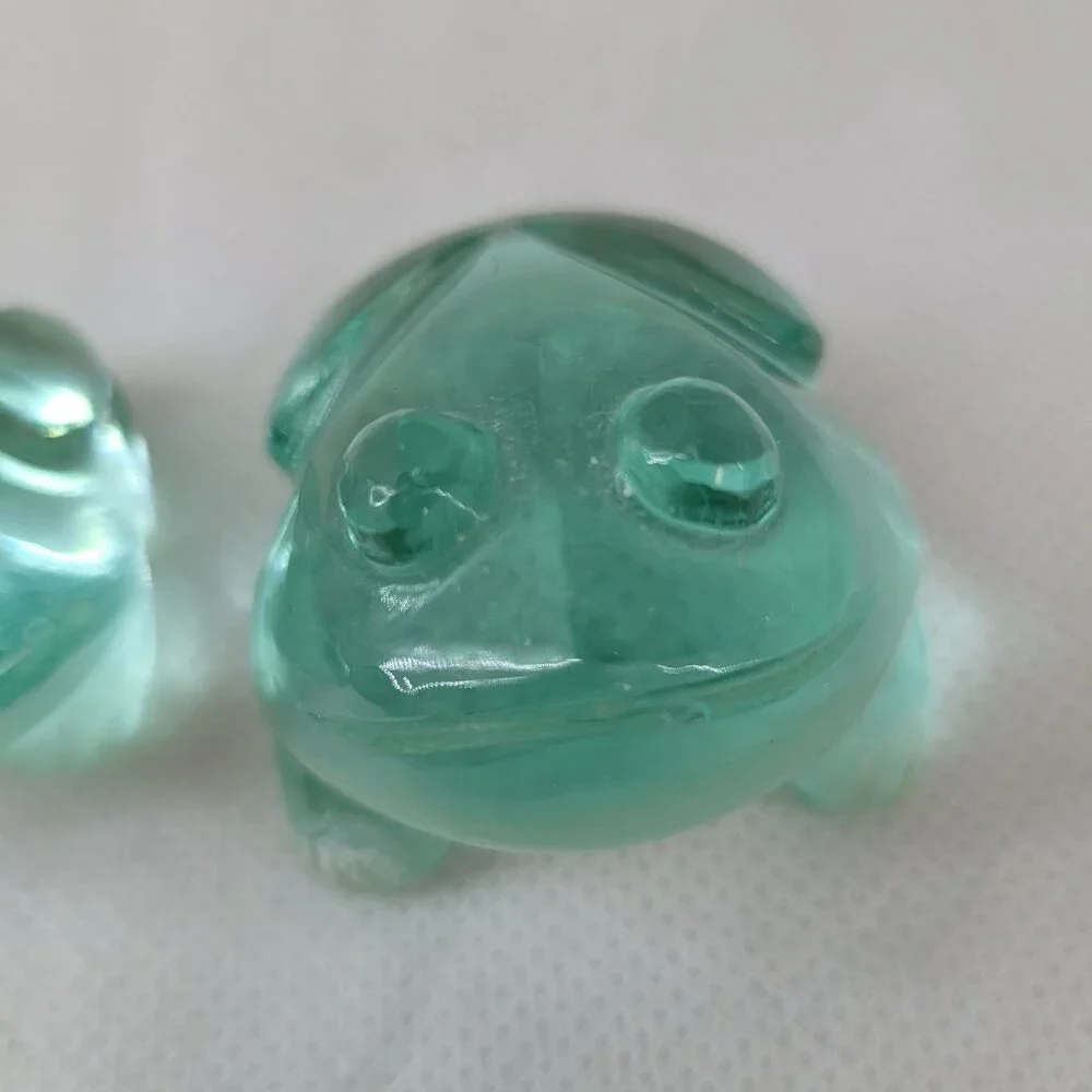 Art Glass Frog Pair - Paperweights or Decor Aqua Blue-Green - Picture 7 of 13